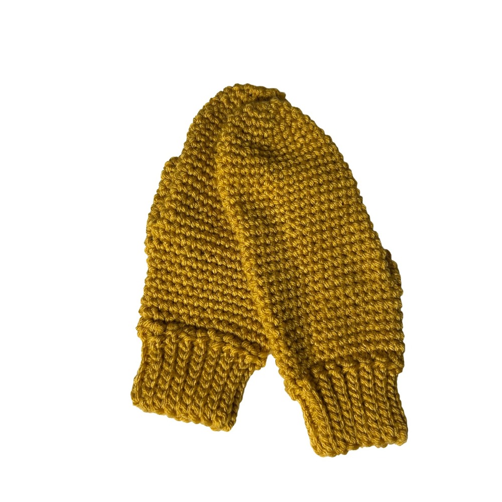 NWOT Handmade Gold Chunky Knit Mittens Winter Cozy Warm‎ Accessories